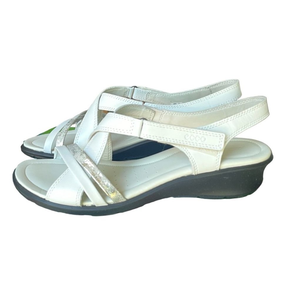 ECCO Womens Felicia Sandals Size 41 New In Box White Low Heel